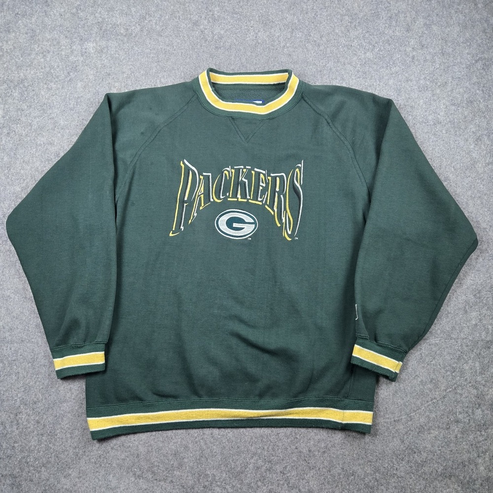 Vintage Green Bay Packers Sweatshirt Mens Large‎ Green 90s Logo 7 Football NFL
